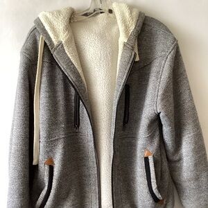 NOrth Pole Gray Sherpa-Lined Hoodie full zip Jacket